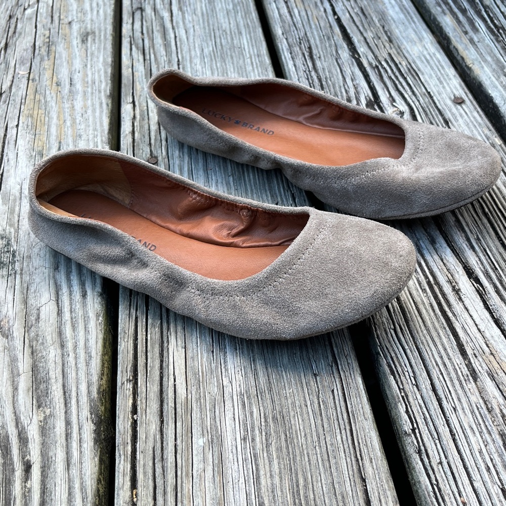 Gray Suede Ballet Flats
